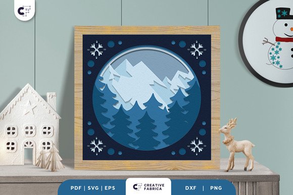 Snowy Pine Forest 3D Shadow Box (by 3D SVG Crafts)