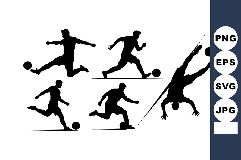 Soccer Players Silhouette Vector (by DesignVectx)