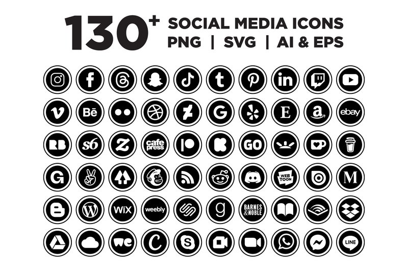 Solid Circle Outer Border Social Icons (by Running With Foxes)