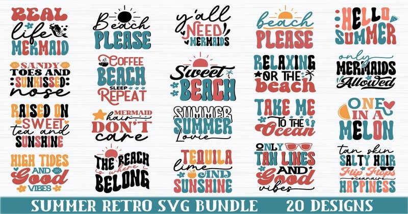 Summer Retro SVG Bundle (by akazaddesign)