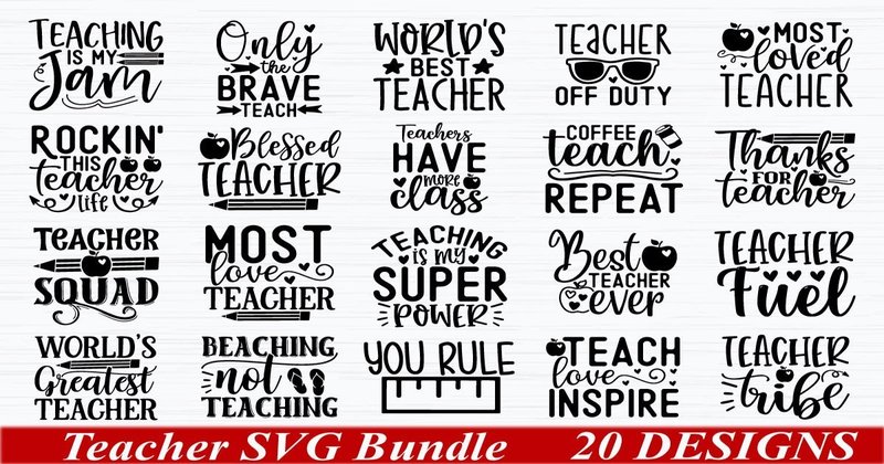 Teacher SVG Bundle (by akazaddesign)