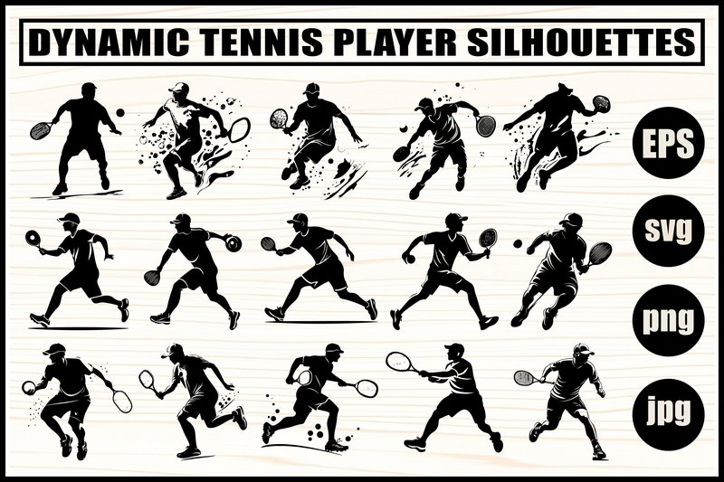 Tennis Player Silhouette Bundle (by BINDASBIPLOB)