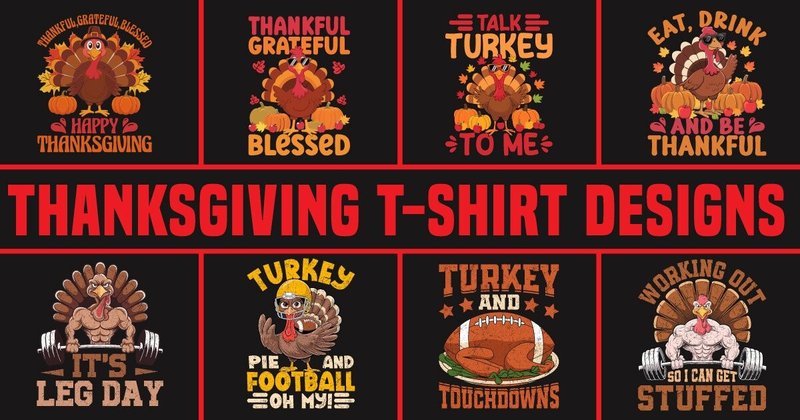 Thanks Giving (Turkey) T-Shirt Designs Bundle (by trendyhunt43)