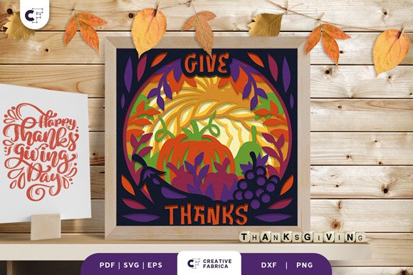 Thanksgiving Fruits 3D Shadow Box SVG (by 3D SVG Crafts)
