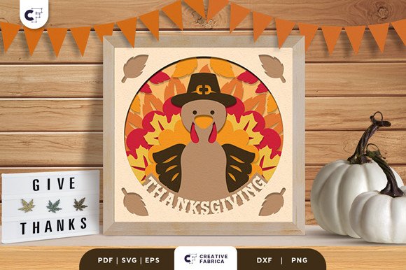 Thanskgiving Turkey Shadow Box SVG (by 3D SVG Crafts)