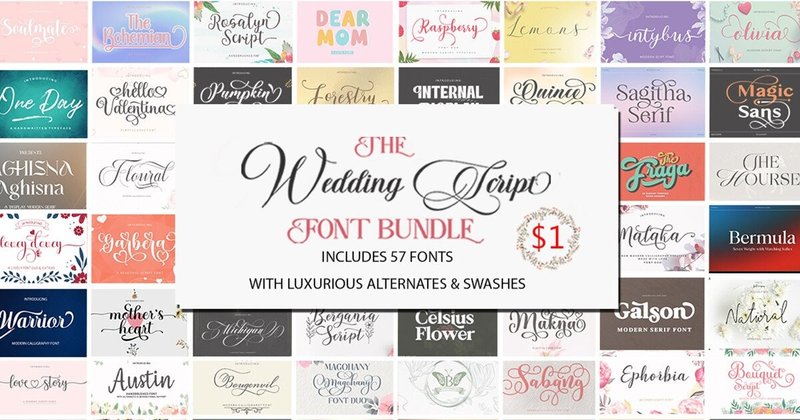The Wedding Script Font Bundle (by typehill)
