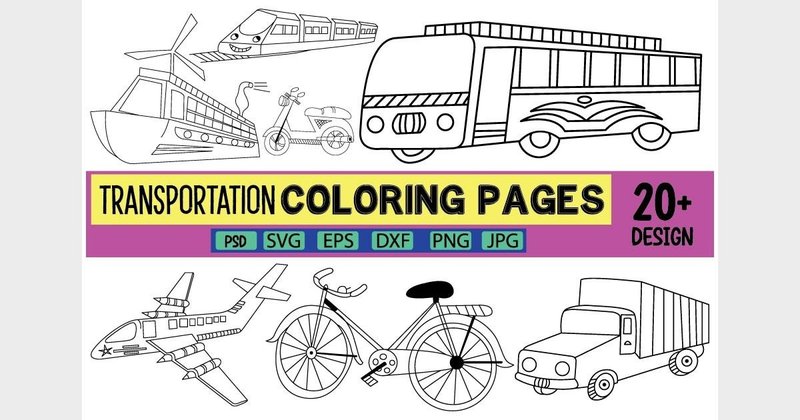 Transportation Coloring Pages Bundle (by Colourful)