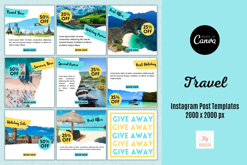Travel Instagram Post Templates (by Mycreativee)