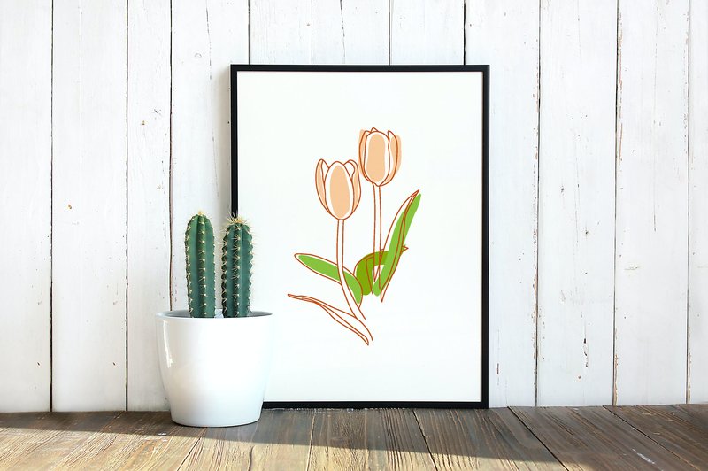 Two Tulips Flowers Line Drawing Art (by Aradevi)