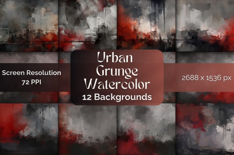 Urban Grunge Watercolor Backgrounds (by Remi Creations)
