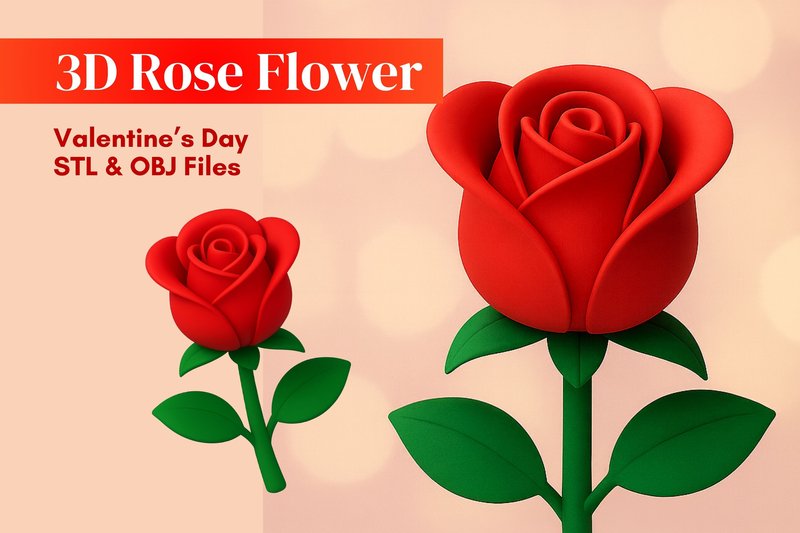 Valentine 3D Rose STL (by Dav Dissenys)
