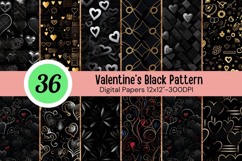 Valentine Black Pattern (by Pixel Tropic)