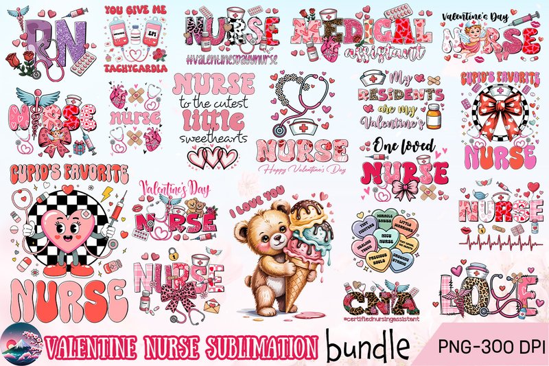 Valentine Nurse Sublimation Bundle (by Cherry Blossom)