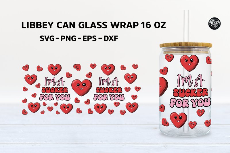 Valentine's Day Libbey Can Glass Wrap (by LazyCraftlab)