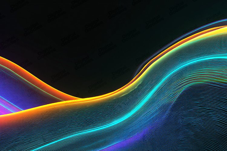 Vibrant Neon Light Trail Abstract Cyber (by Digital Goodies)