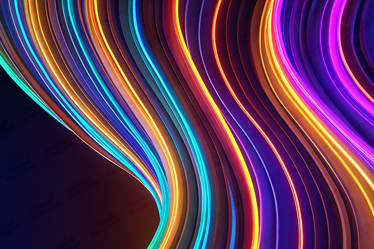 Vibrant Neon Liquid Light Abstract Cyber (by Digital Goodies)