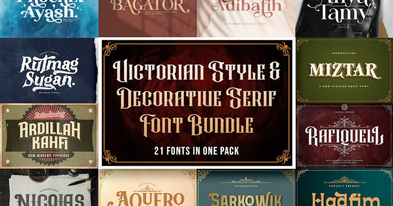 Victorian Style & Decorative Serif Font Bundle (by StringLabs)