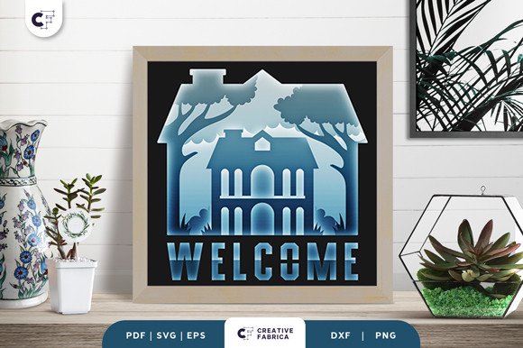 Welcome to Our Home 3D Light Box SVG (by 3D SVG Crafts)