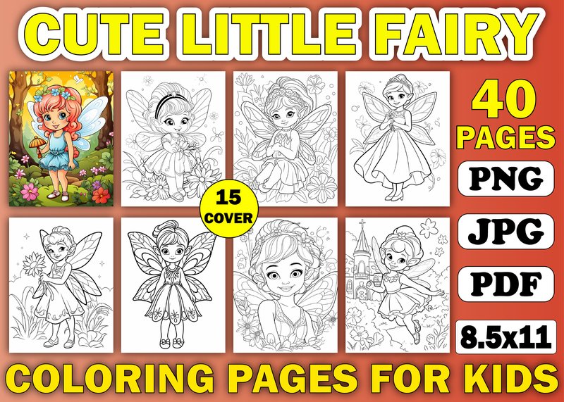 100 Cute Little Fairy Coloring Pages KDP (by KDP TEMPLATES ART)