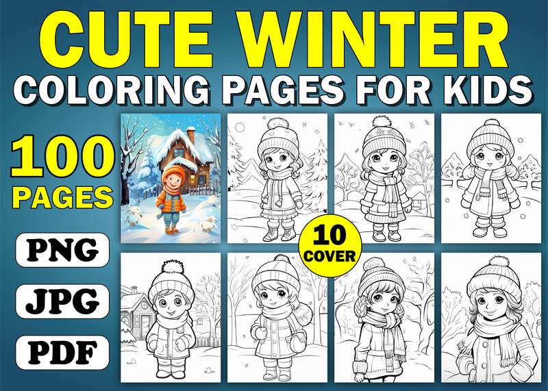 100 Cute Winter Coloring Pages Kids (by PLAY ZONE)