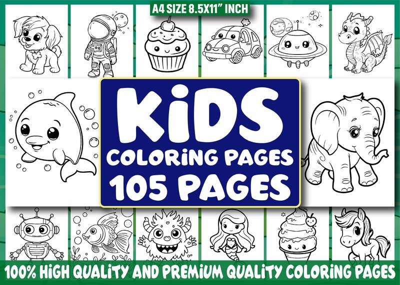 105 Kids Coloring Pages for Kids - KDP (by GoLdeN ArT)