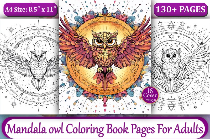 130+ Mandala Owl Coloring Book Pages-KDP (by likhon_art)