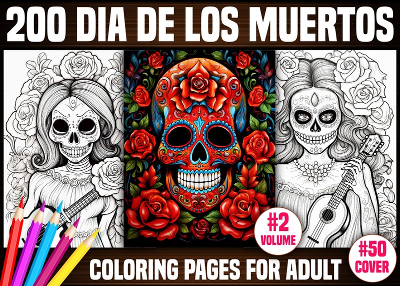 200 Dia De Los Muertos Coloring Pages (by E A G L E)