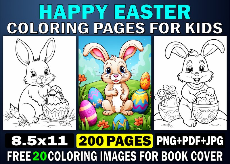 200 Happy Easter Coloring Pages for Kids (by KDP PRO DESIGN)