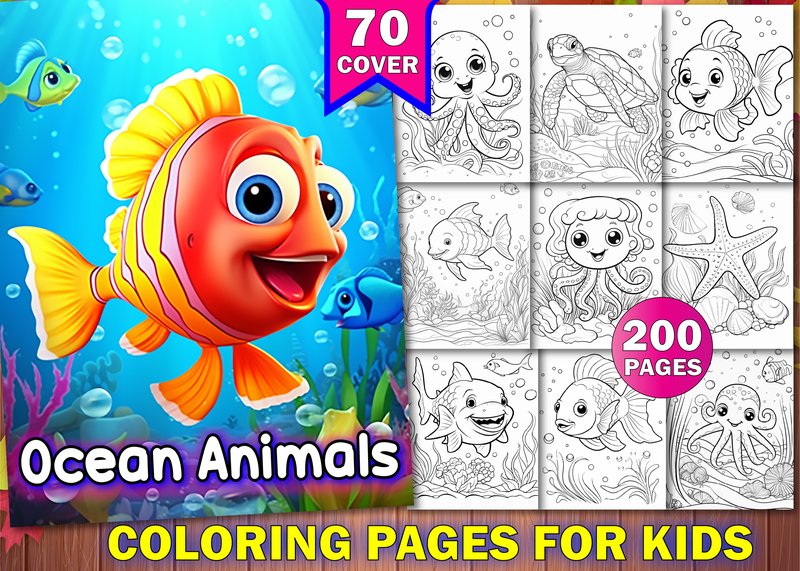 200 Ocean Animals Coloring Pages KDP (by PLAY ZONE)