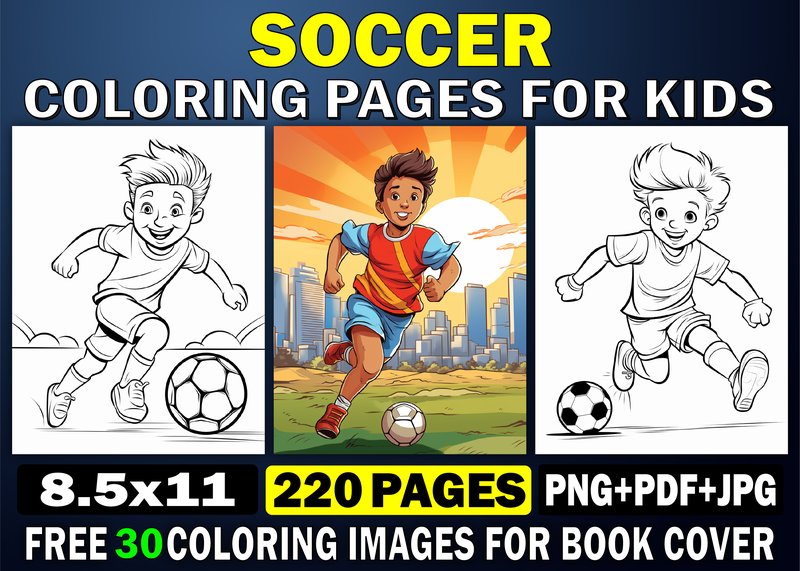 200 Soccer Coloring Pages for Kids Kdp (by KDP PRO DESIGN)