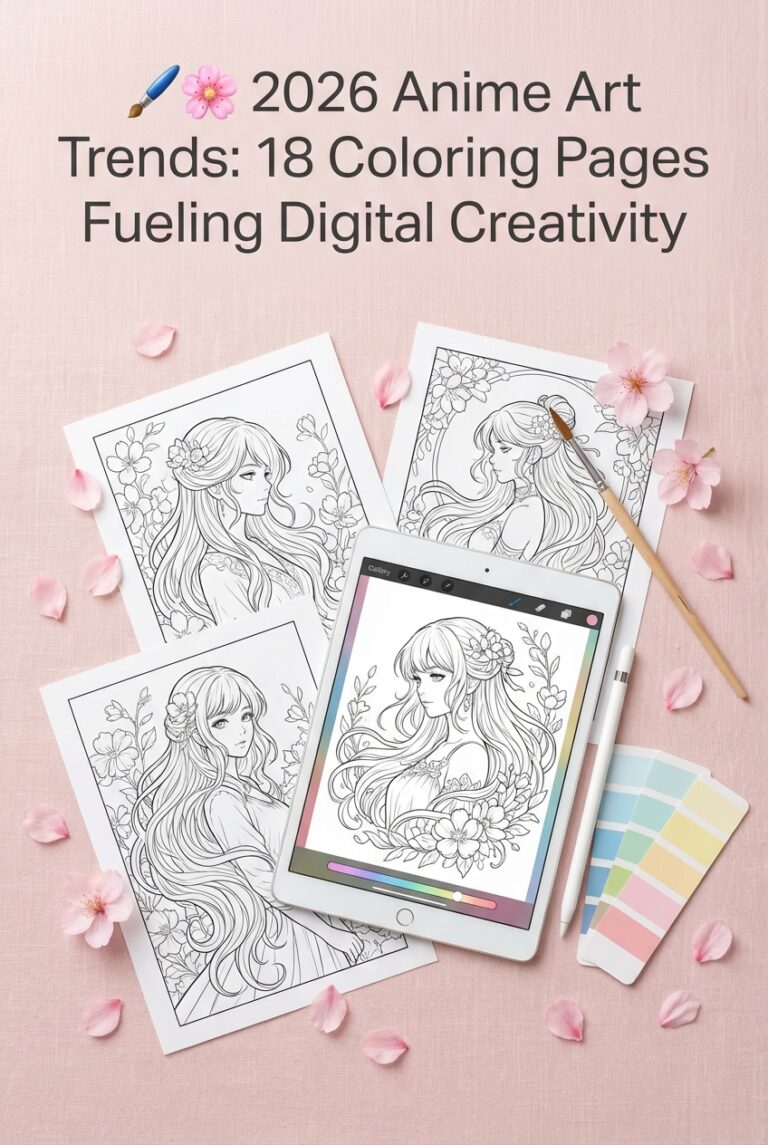 🖌️🌸 2026 Anime Art Trends 18 Coloring Pages Fueling Digital
