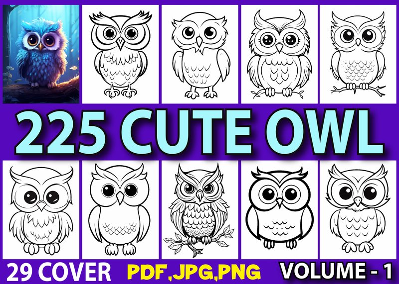 225 Cute Owl Coloring Pages for Kids (by VIRTUAL ARTIST)