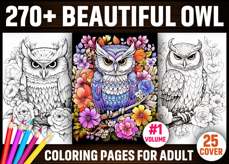 270+ Beautiful Owl Coloring Pages - KDP (by E A G L E)