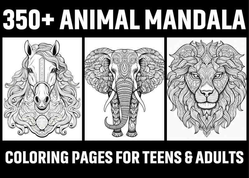 350+ Animal Mandala Coloring Pages (by BOSS DESIGN)