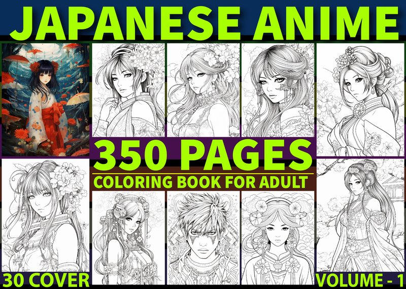 350 Japanese Anime Coloring Pages KDP (by VIRTUAL ARTIST)