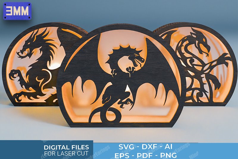 3D Dragon Lantern Laser Cut Files (by CutNestStudio)