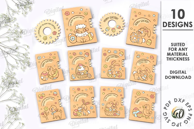 3D Easter Cards Laser Cut Bundle (by Digital Idea)