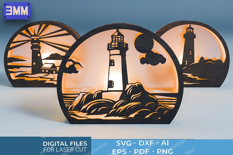 3D Lighthouse Lantern Laser Cut Files (by CutNestStudio)