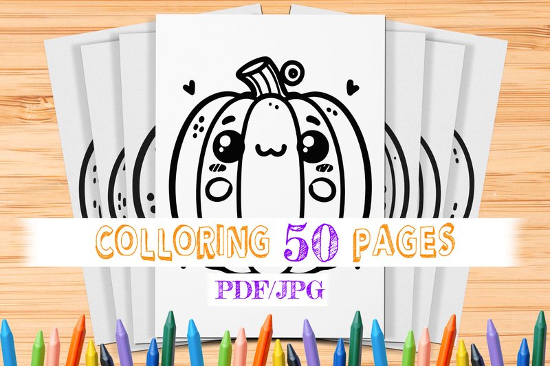50 Pumpkin Coloring Pages for Kids (by ProcreateSale)