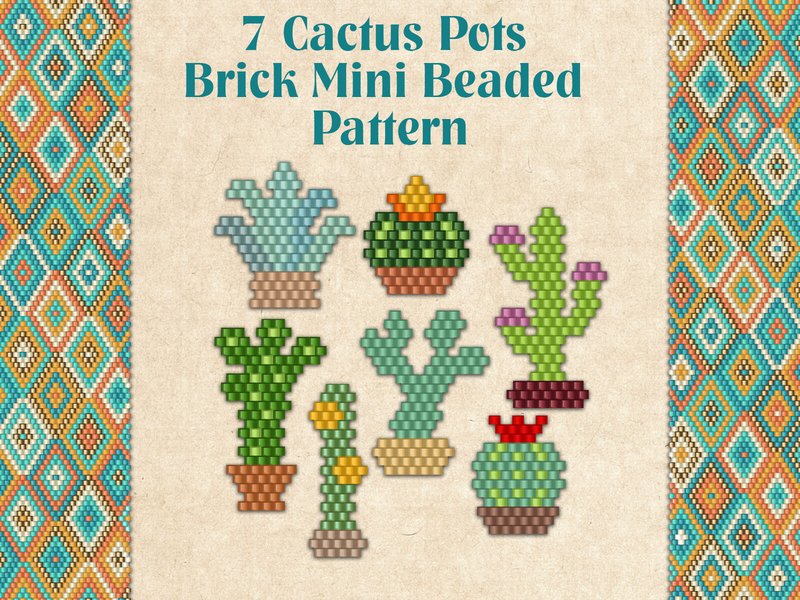 7 Beaded Cactus Pots (by KseniyaOmega)