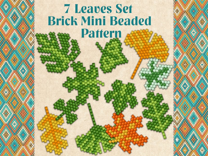 7 Beaded Leaves Set (by KseniyaOmega)