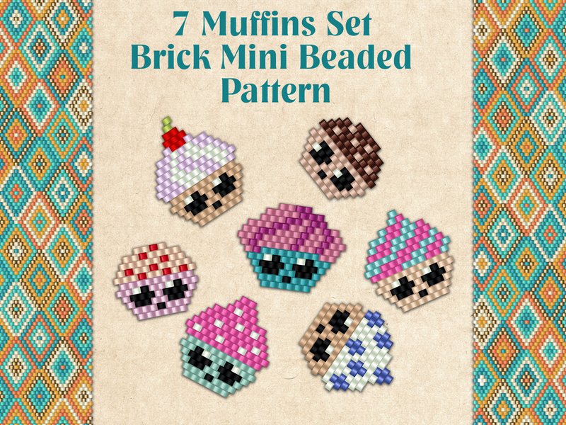7 Beaded Muffins Set (by KseniyaOmega)