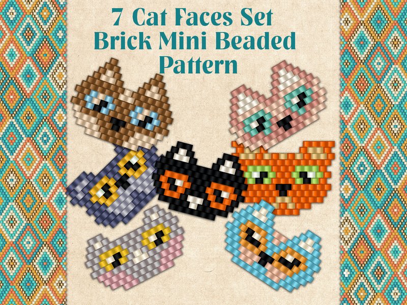 7 Cat Faces Set (by KseniyaOmega)