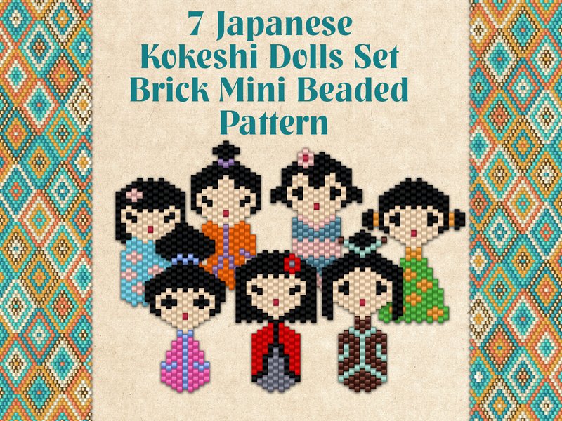 7 Japanese Kokeshi Dolls Set (by KseniyaOmega)