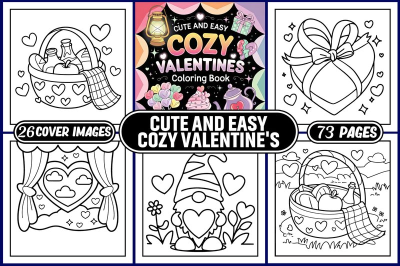 70+ Easy Cozy Valentine's Coloring Pages (by CRAFTY DREAMY STUDIO CORNER)