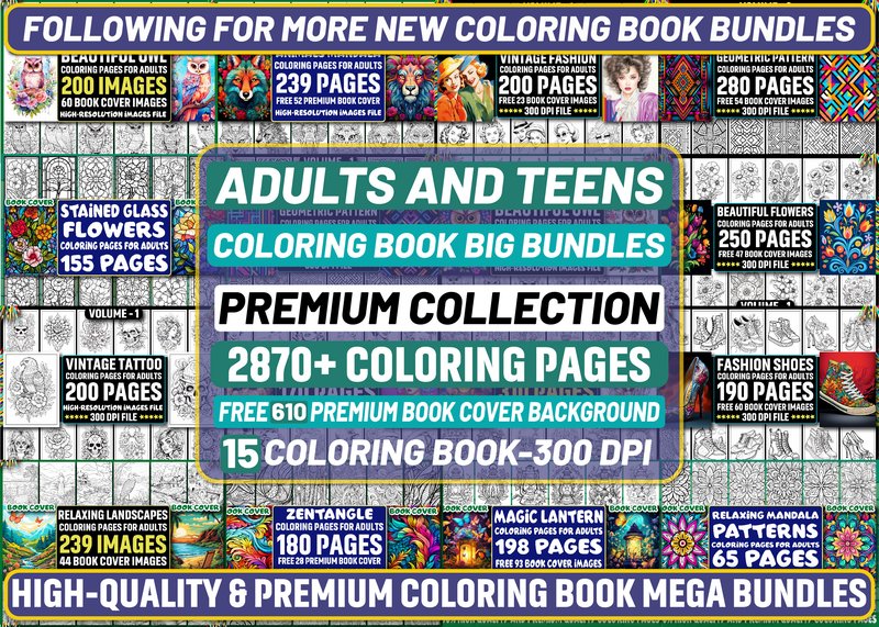 Adults-Teens Coloring Book Big Bundles (by GoLdeN ArT)