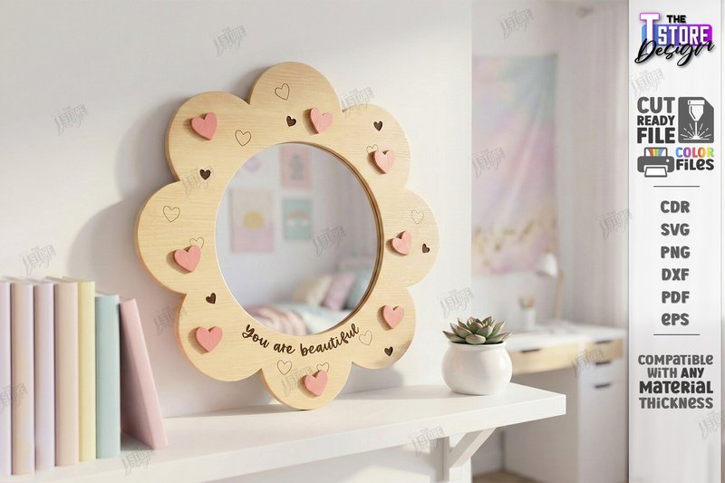 Affirmation Mirror Frame Laser Cut | CNC (by The T Store Design)