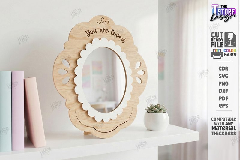 Affirmation Mirror Frame Laser Cut | CNC (by The T Store Design)