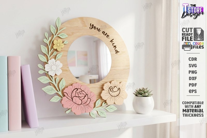 Affirmation Mirror Frame Laser Cut | CNC (by The T Store Design)