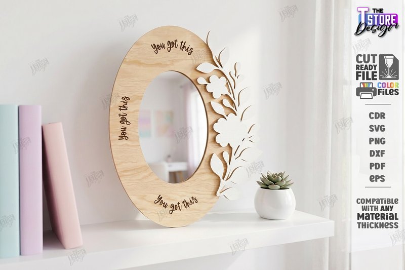 Affirmation Mirror Frame Laser Cut | CNC (by The T Store Design)